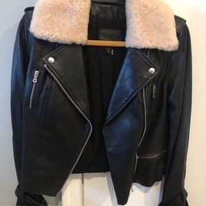 Paige rhoda black leather biker jacket size small
